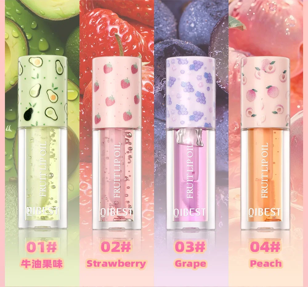 Specchio Lip Oil Set 4 tipi di sapore di frutta idratante idratante anti-cracking idratante e lucidalabbra trasparente