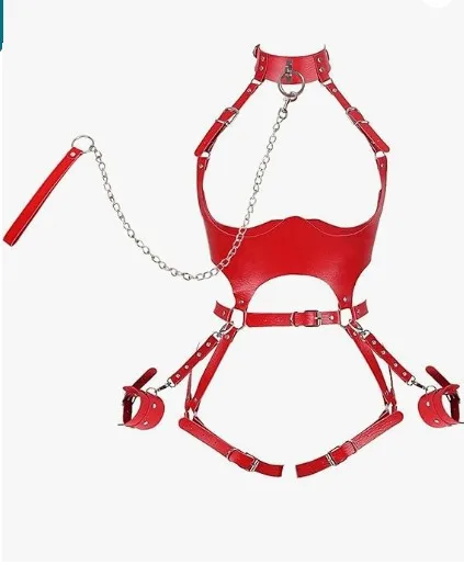 Ensemble de sous-vêtements en cuir creux personnalisé, menottes attachées amusantes, équipement de bondage, tentation intégrée, jouets sexuels d'auto-bondage, sexy