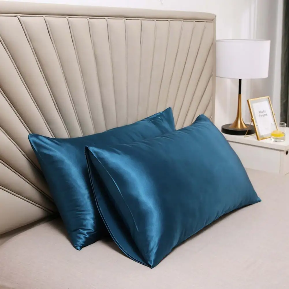 Satin Pillowcase Luxurious Satin Pillow Cases for Frizz-free Hair Smooth Skin Set of 2 Solid Color Silk Pillow for Bedroom