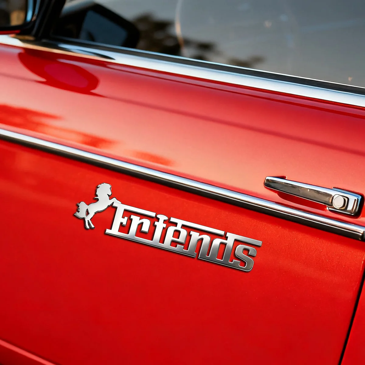 

Trendy Horse Metal Custom Logo 3D Stainless Steel Silver Color Car Sticker Fender Trunk Badge Decal Car Decorative Accessories