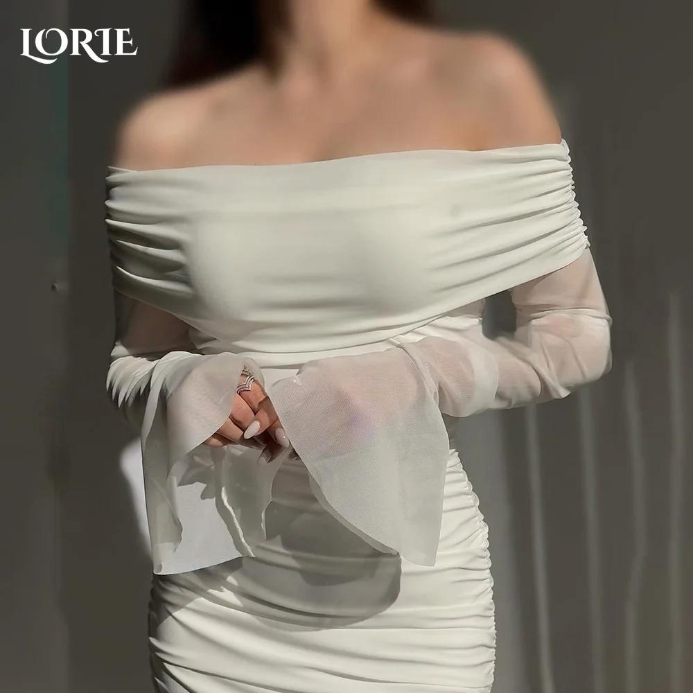 

LORIE Vintage Short Wedding Dress Ruffle Pleats Backless Sexy Puff Sleeve Tulle Mini Bridal Gown Princess Bride Gowns Customized