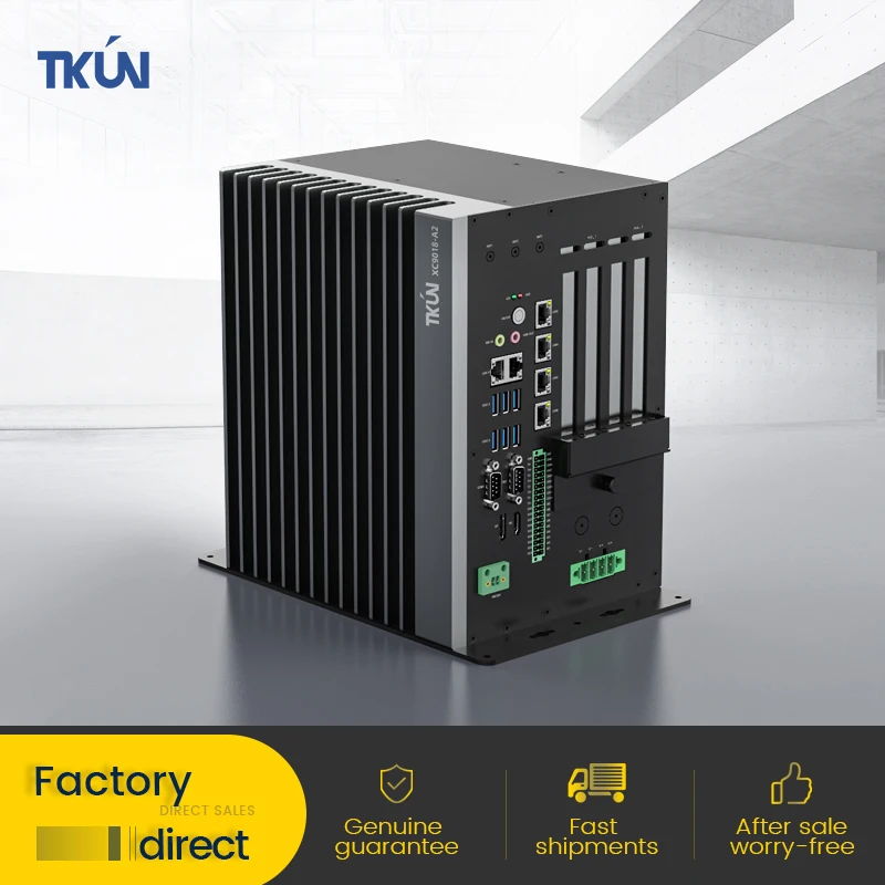 I7/i5/i3 CPU PCIEx16 Slot XC9018-A2 بدون مروحة Win10/11، Linux، نظام UOS 4GB RAM + 128GB كمبيوتر صناعي
