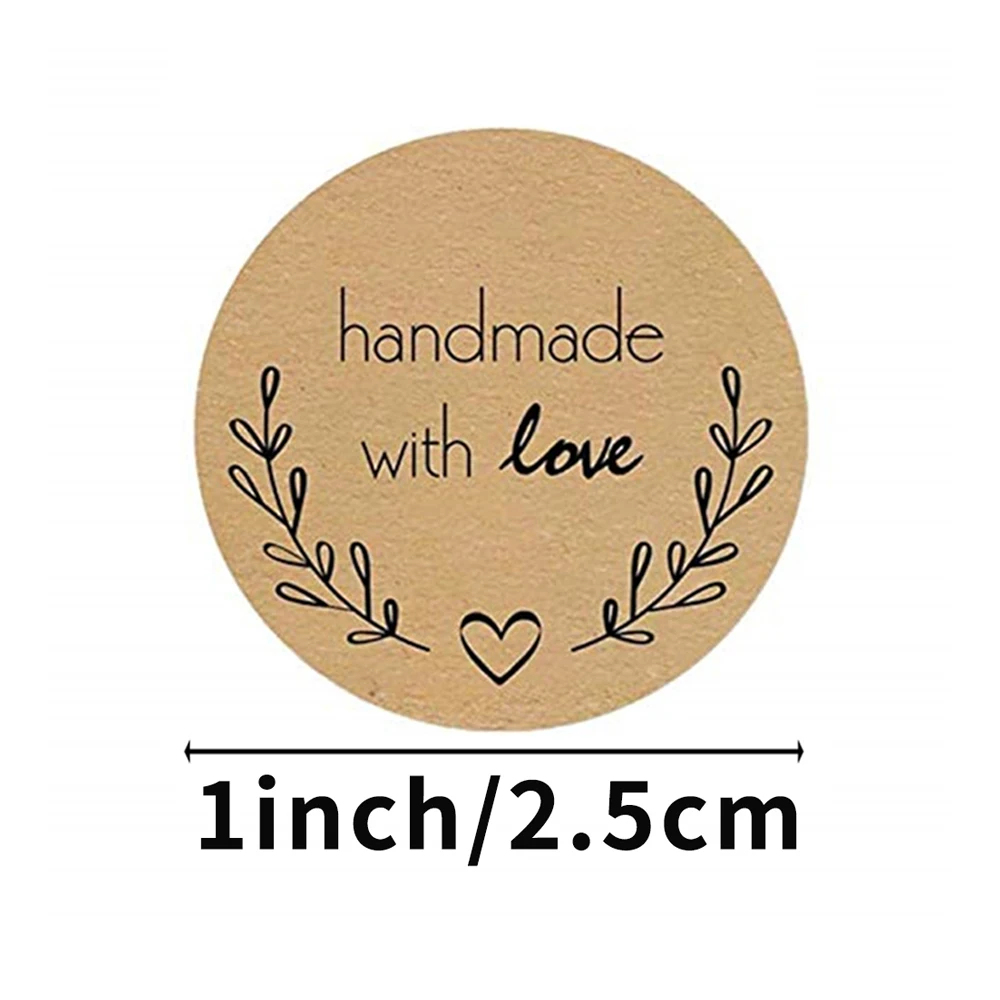 500pcs Round Natural Kraft Handmade Stickers Scrapbooking for Package Adhesive Label Thank You Sticker Sealing Labels Stationery