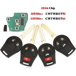 jingyuqin 2/3/4 Buttons For Nissan Rouge Armada Maxima Sentra Remote Car Key 315/433Mhz CWTWB1U751 CWTWB1U761 Fob ID46 Chip