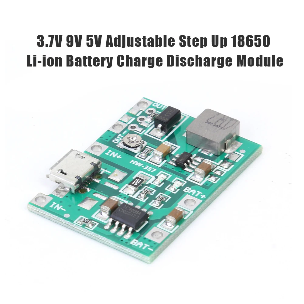 1-10PCS HW-357 3.7V 9V 5V Adjustable PCB Step Up 18650 Li-ion Battery Charge Discharge Power Bank Charger Module 18650 Battery