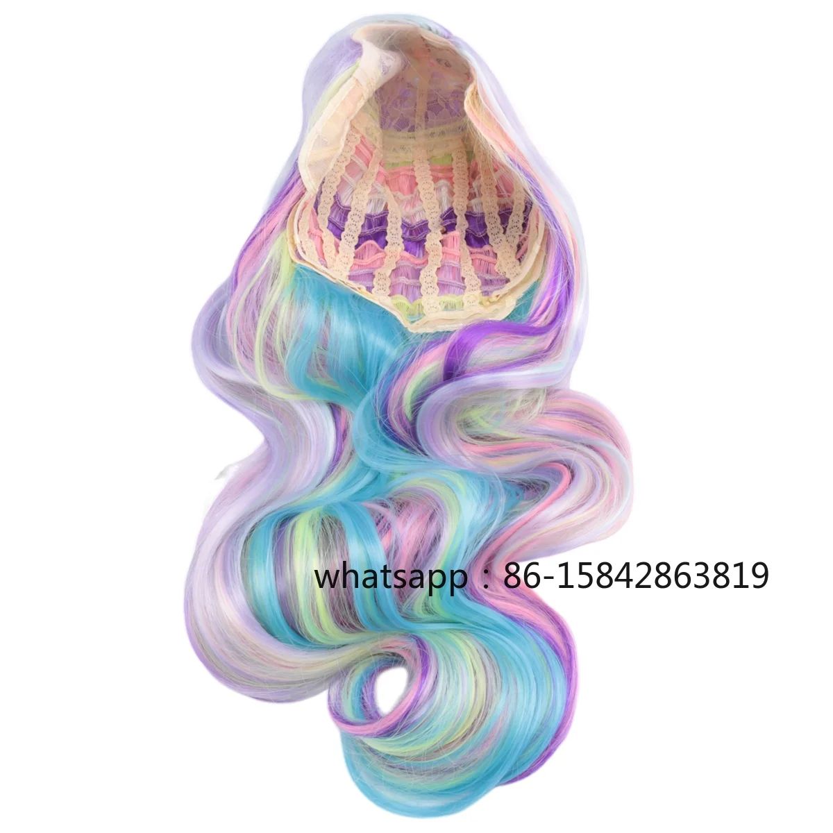 Colorful Rainbow Wig European & American Cosplay Wig Long Wavy Curly Wigs Cute Girl Daily Party Wig