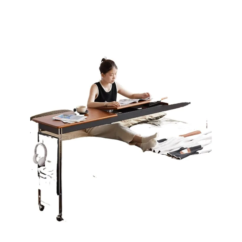 Solid wood bed desk household bedroom removable end of bed long computer desk