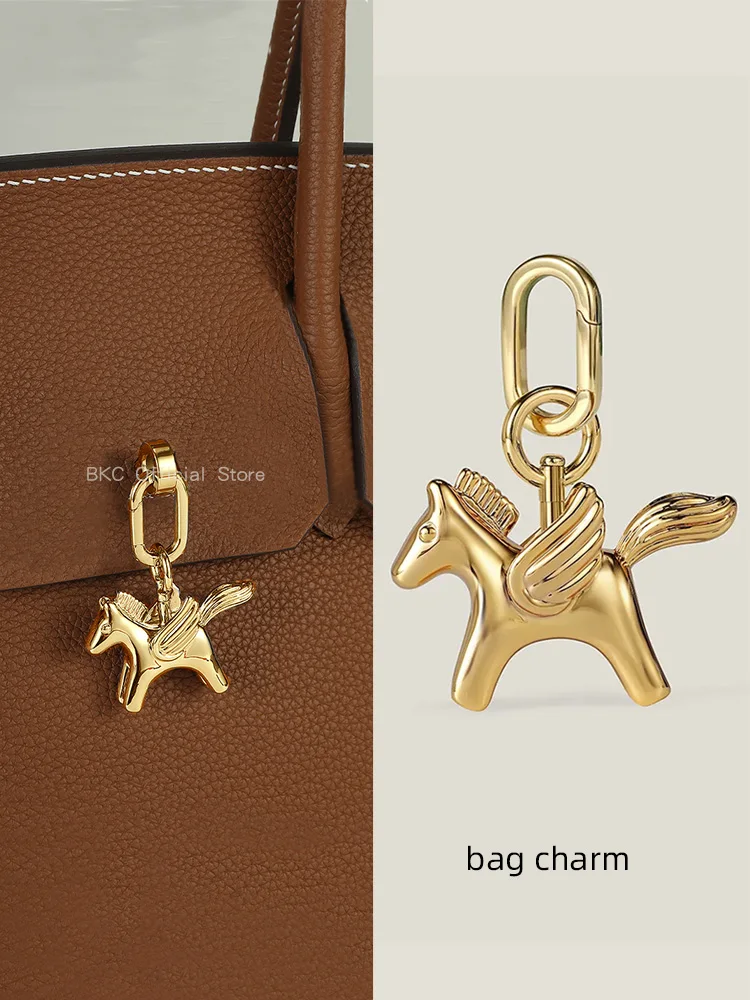 Luxury Brass Pegasus Bag Charm Suitable for Birkin Kelly Bags Original Design Golden silvery Metal Horse Pendant accessory gift