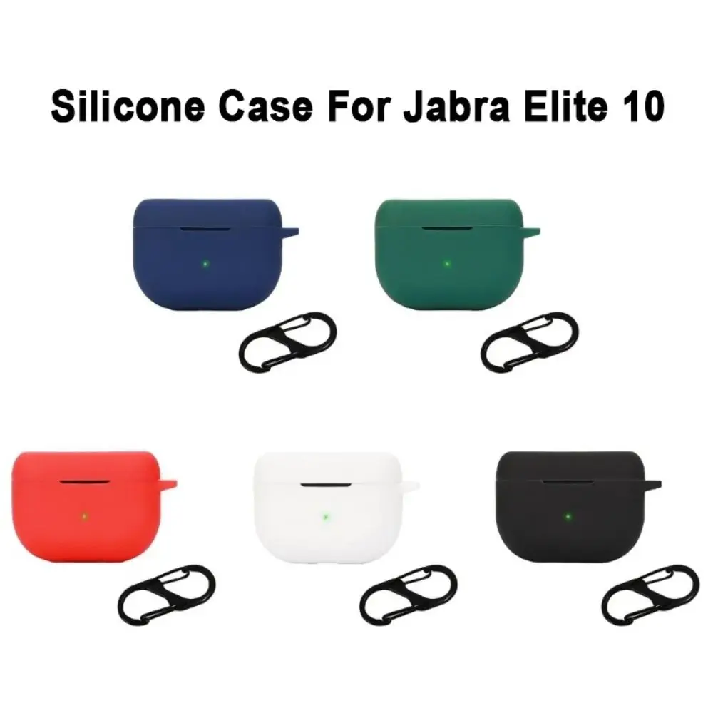 For Jabra Elite 10 Silicone Earphone Case Cover With Hook Shockproof Anti-Scratch Headphone Accessories