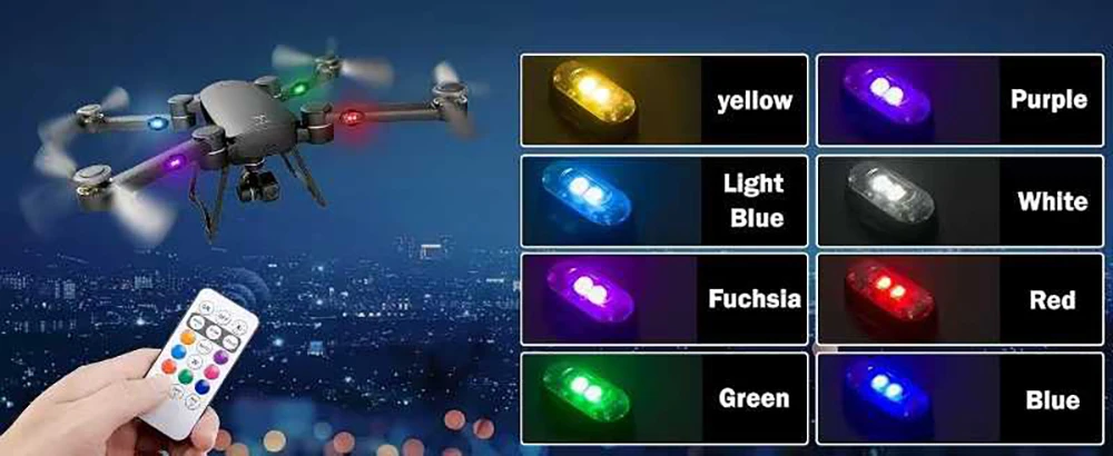 1-10PCS Motorcycle LED Aircraft Strobe Lights Drone Anti-collision Warning Lamp Flash Indicator With Wireless Remote Control