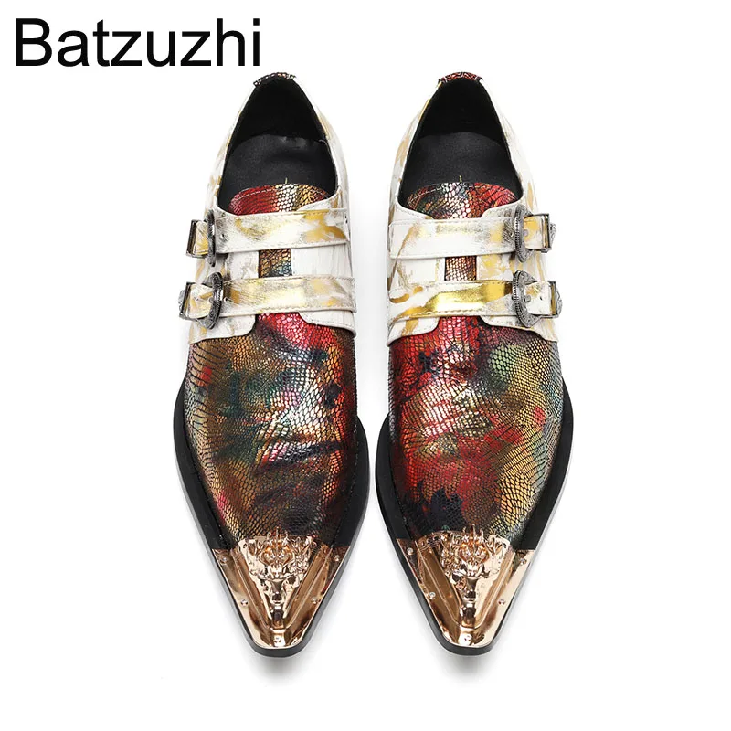Batzuzhi Pop Fashion Men's Leather Dress Shoes Slip on Formal Leather Business, Party and Wedding Shoes for Man with Low Heels!