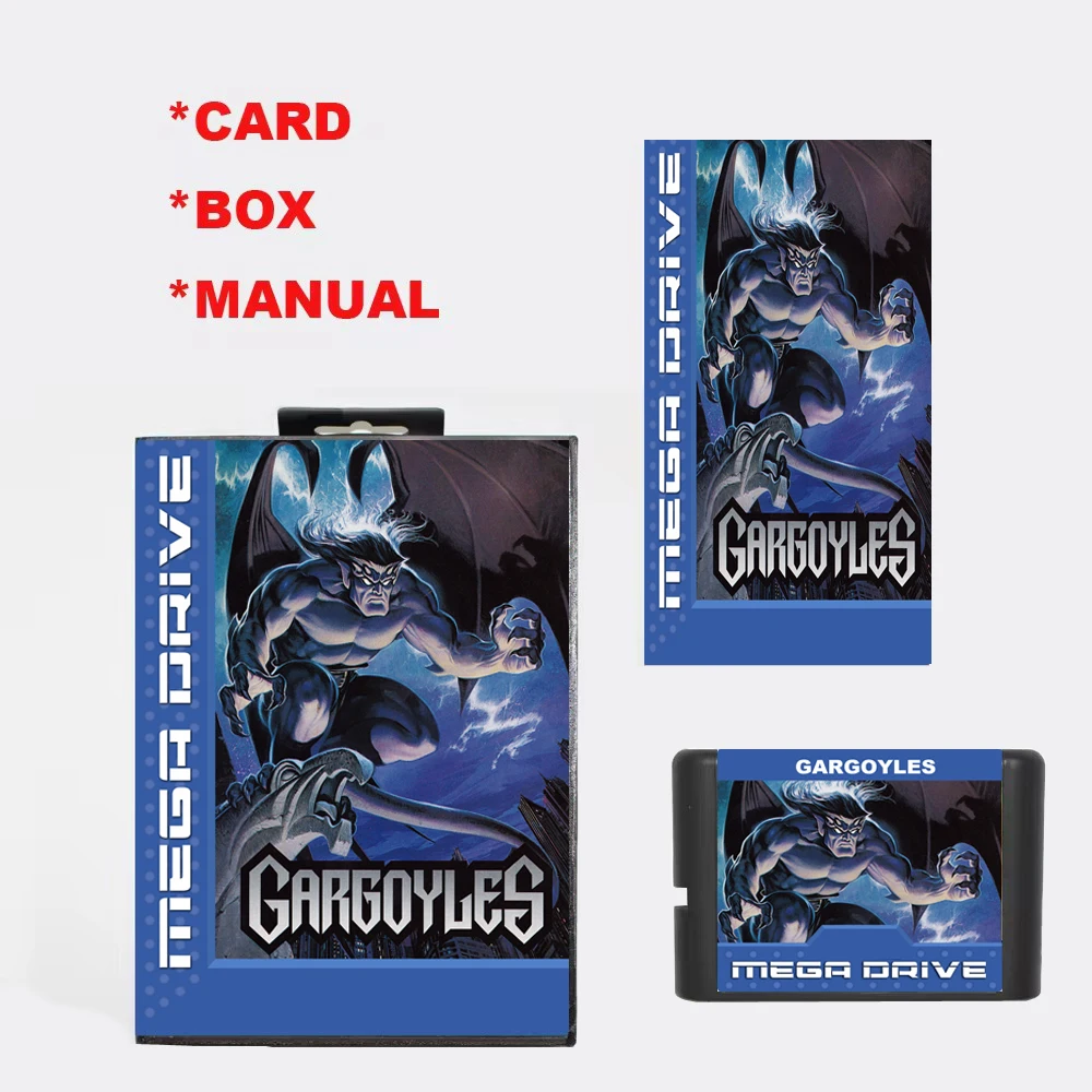 Gargoyles 16Bit MD Game Card With EUR Box And Manual Book For Sega MegaDrive Genesis Consoles