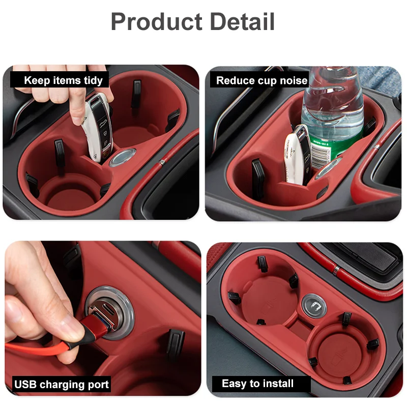 For Porsche Cayenne 2024 Silicone Car Cup Holder Center Console Organizer Anti Spill Car Drink Holder Insert Auto Accessories