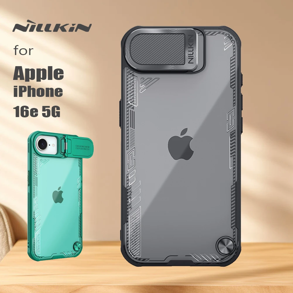 

NILLKIN for iPhone 16e Case iceblade Prop transparent Clear Lens 360 full Camera Stand Back Cover Protection