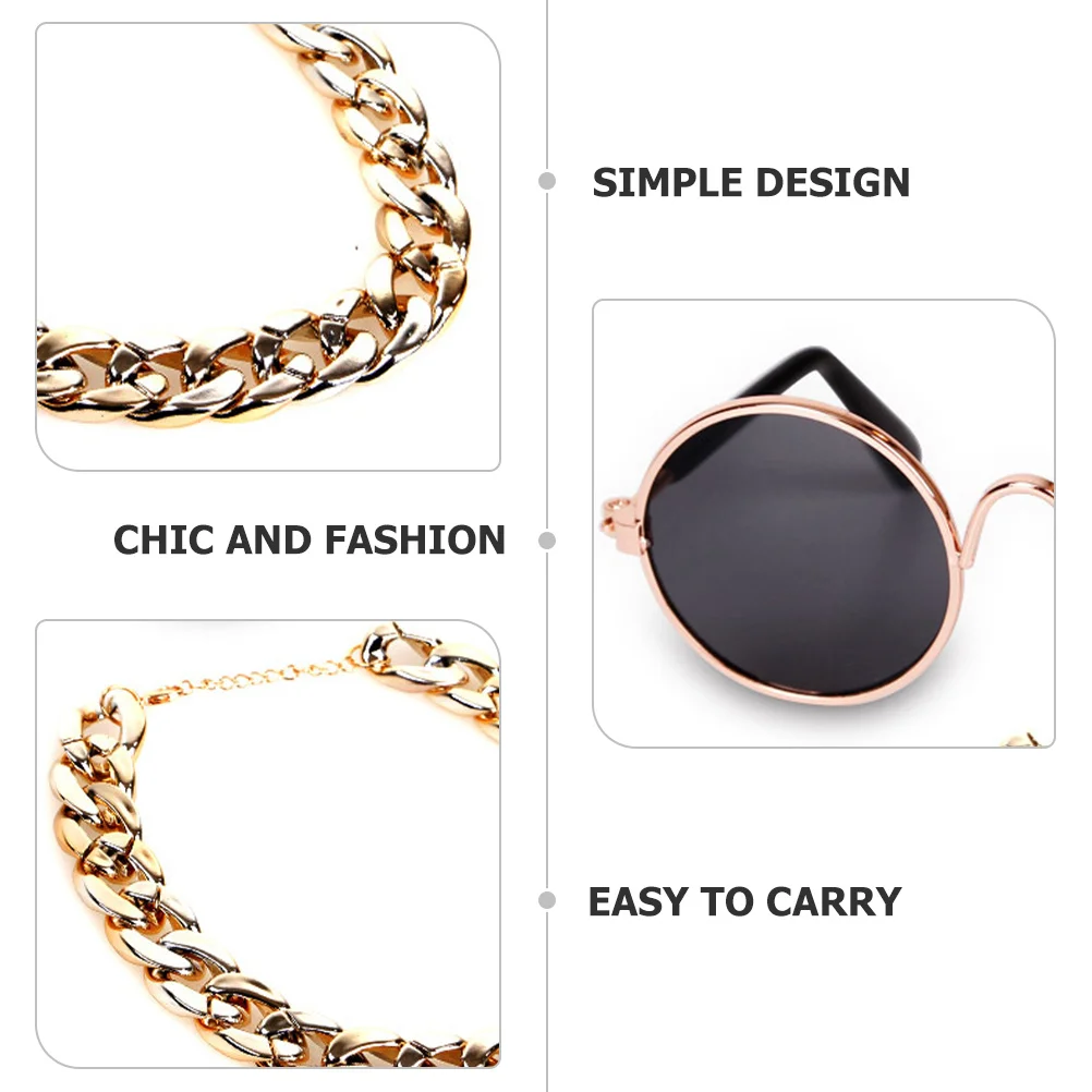 

1Set Pet Necklace Sunglasses Set Cat Dog Eyeglasses Cool Costume Photo Prop Decorative Small Pets Party Accessory