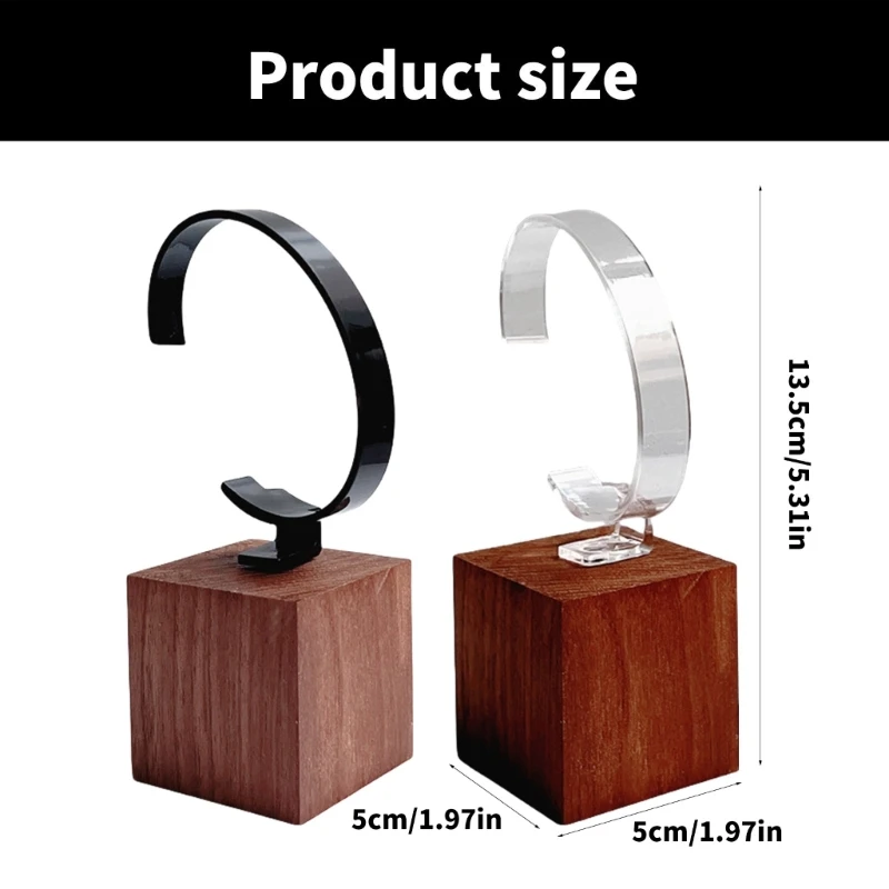 Elegant Walnut Watch Holder with Base Stylish C Shaped for Timepiece Space Saving Jewelry Display Stand