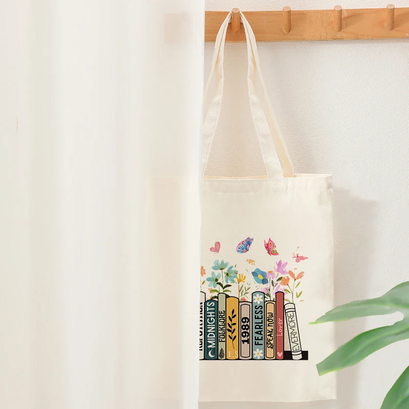 

Альбомы в роли книг, сумки-тоут с узором для женщин, холщовая сумка для девочек, подарки для девочек, женская летняя дорожная складная пляжная сумка