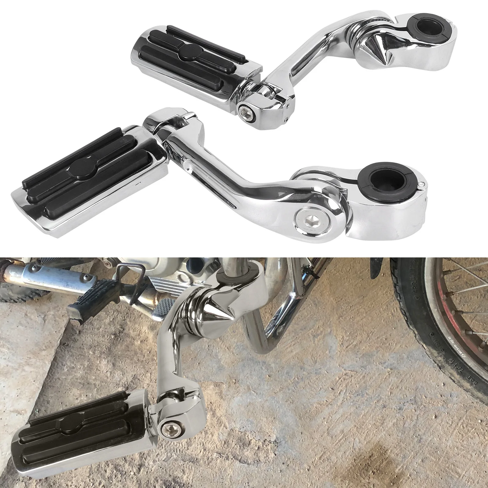 Universal Rear Foot Pegs Long Pole Bracket Modified Pedal Fit for Ha rley Road Glide Dyna Motorcycle Accessories