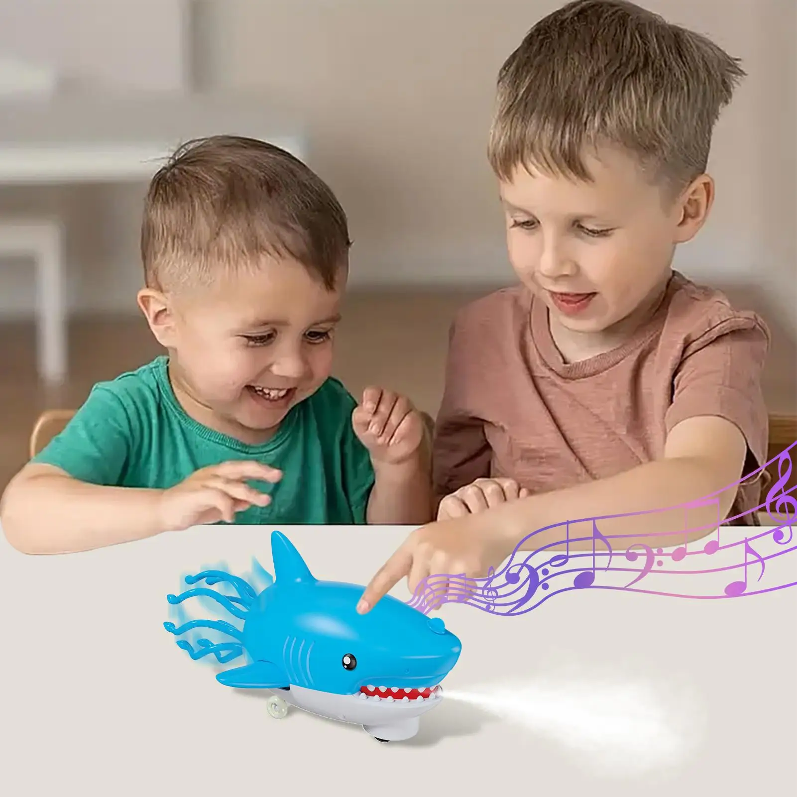 Tiburón eléctrico de juguete interactivo a prueba de polvo, muñeca con pulverizador, chupete de animales, juguete para familia, niños, fiesta, interior, jardín de infantes, hogar, cumpleaños