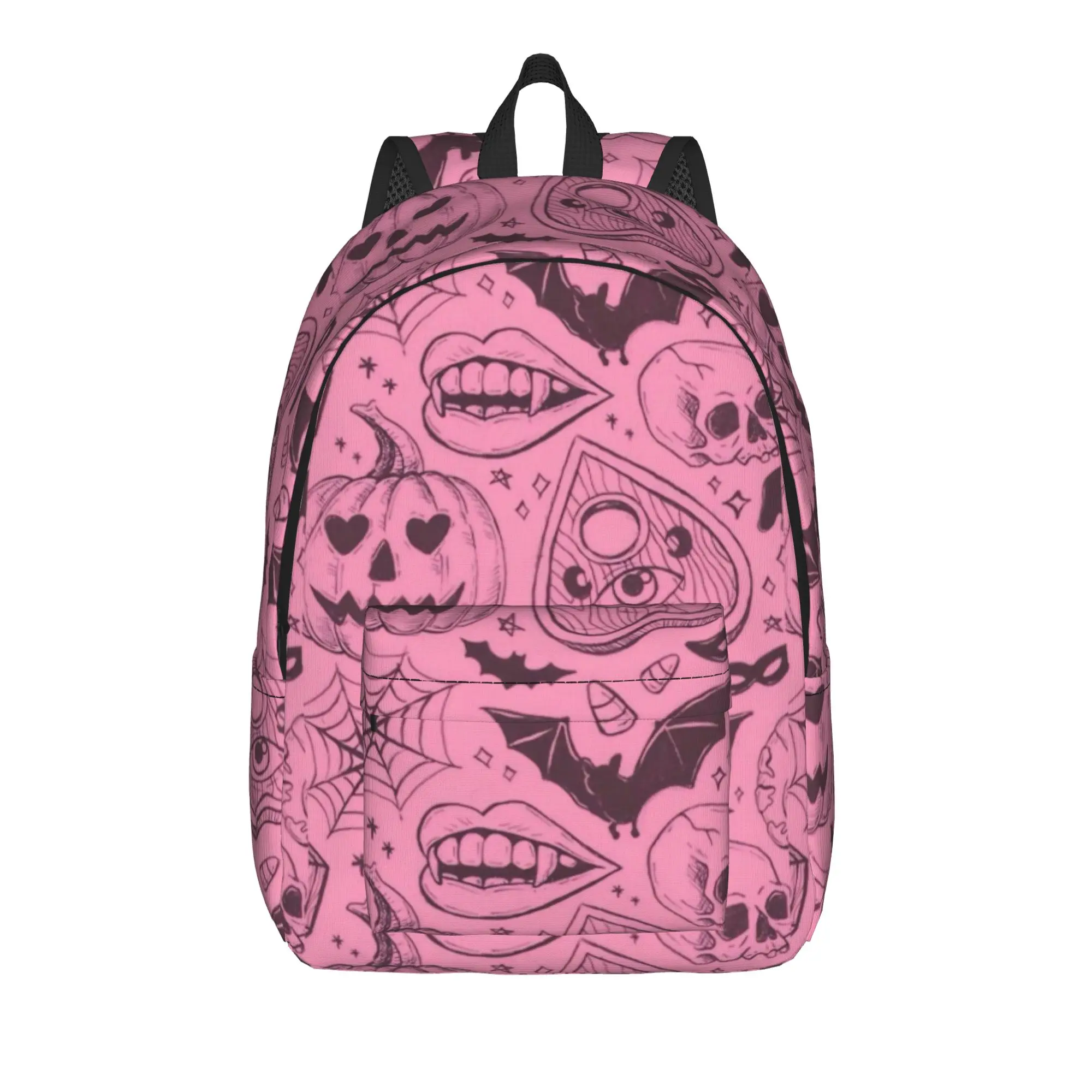 Halloween Gothic Casual Backpack with Pocket High School Hiking Travel Victorian Goth Daypack for Men Women College Canvas Bags