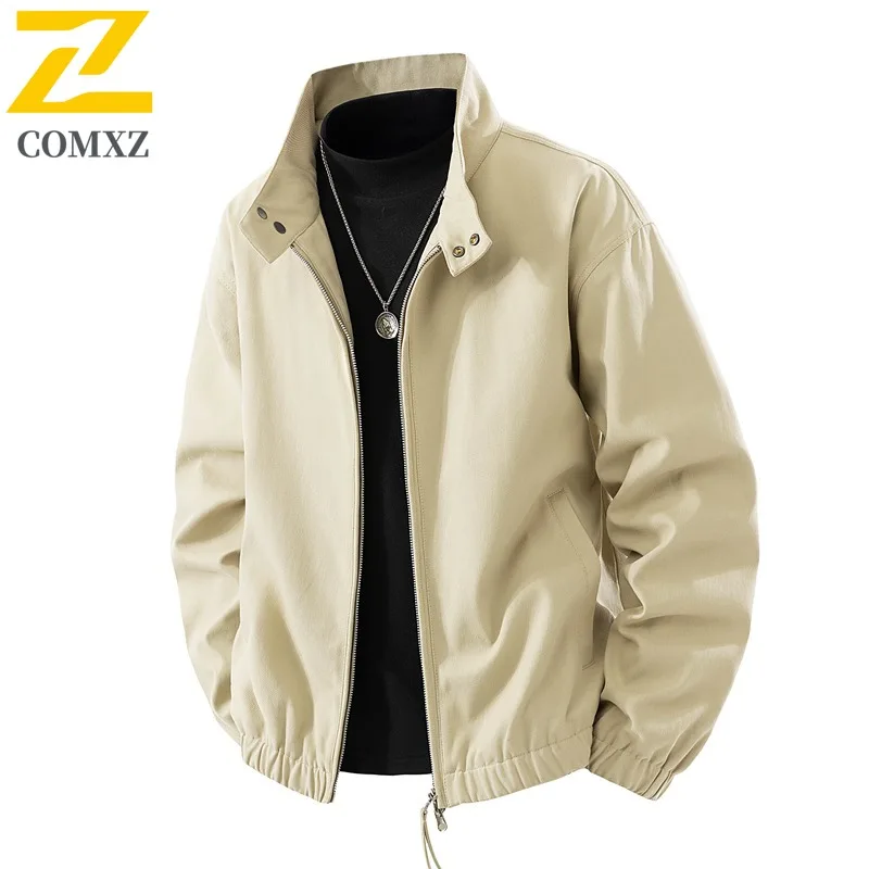 

COMXZ 2025 Мужская куртка Винтажная рабочая одежда Ветрозащитная легкая однотонная куртка в стиле Детройт Модная верхняя одежда для путешествий и пешего туризма