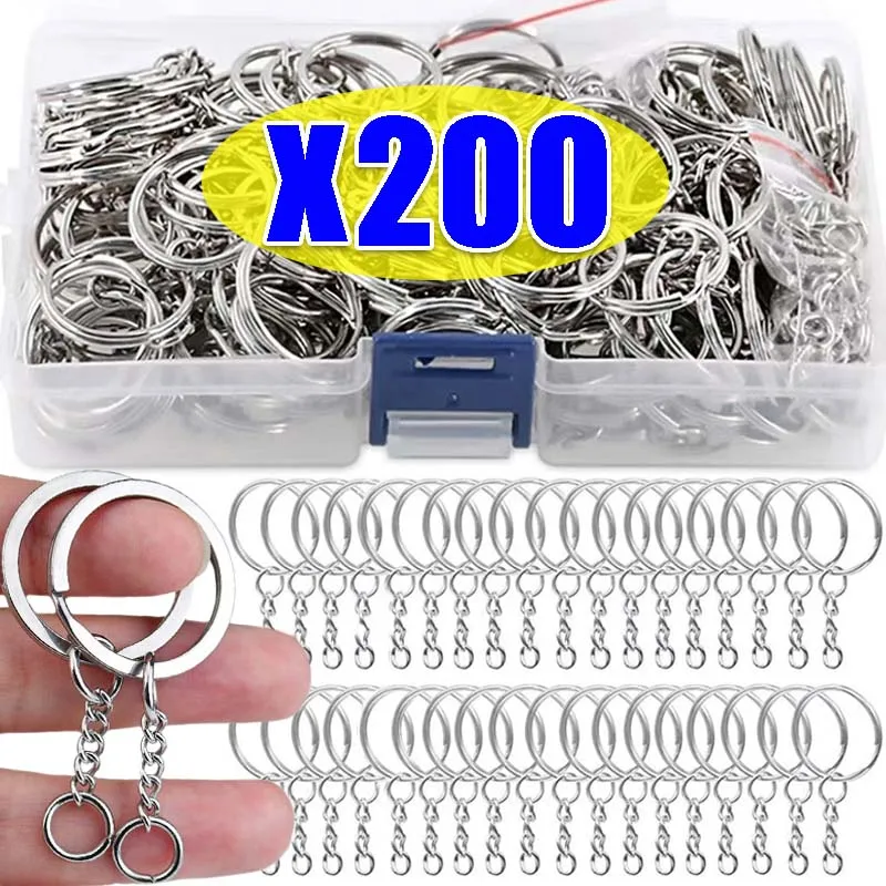 50-200PCS Metall Schlüsselanhänger mit geteilten Ringen Gliederkette Schlüsselanhänger Schlüsselanhänger Schlüsselanhänger Halter Ringe DIY Schlüsselanhänger Schlüsselanhänger Zubehör