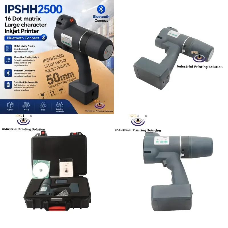 HCY IPS-HH2500 50mm Portable Dots matrix Big Large Character Handheld Printer Inkjet Printer for Plastic Bag Cement Bag
