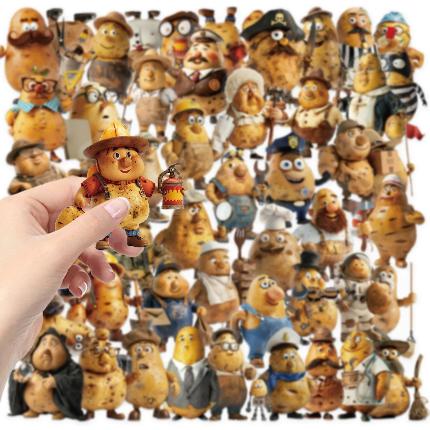 

50 шт., прозрачные наклейки «Человек-картофель», водостойкий прозрачный ПЭТ-материал, декор, гитара, блокнот, стационарные наклейки