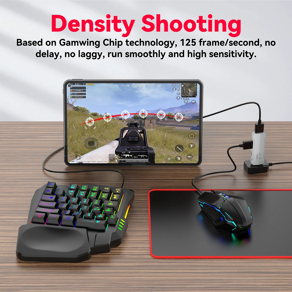 5 in 1 Mobile Game Converter Keyboard Mouse Gaming Set BT 5.3 for PUBG Gaming Keyboard and Mouse Combo for Android iOS System