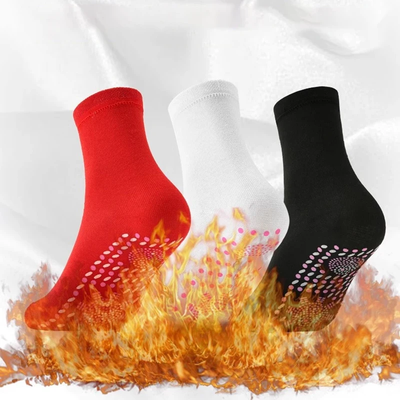 1 Pairs Tourmaline Self-Heating Socks Winter Warm Thermal Health Care Socks Slimming Health Short Sock Magnetic Therapy Sock