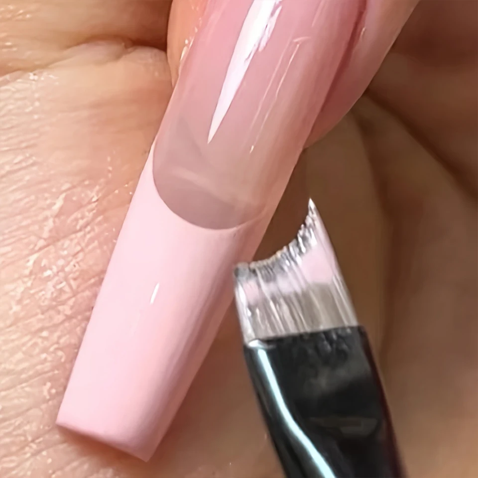 Pincel francés de media luna para uñas, mango rojo y verde, pincel de precisión para gel, duradero y fácil de limpiar para manicura DIY 4