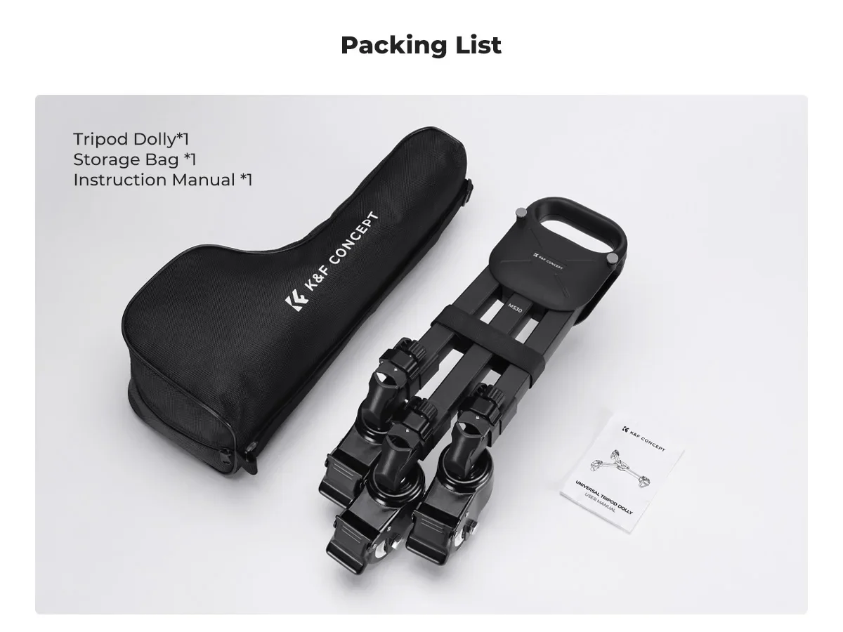 K&F CONCEPT Fotografie Statief Dolly Heavy Duty met 3" rubberen wielen 44lbs capaciteit Compacte video-statiefdolly voor DSLR MS30