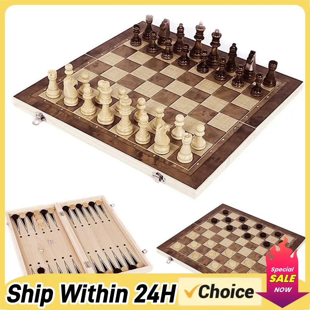 

Набор для игры в шахматы 3-в-1: складная доска, деревянный изысканный шахматный набор, шахматы и шашки, дорожный набор для путешествий