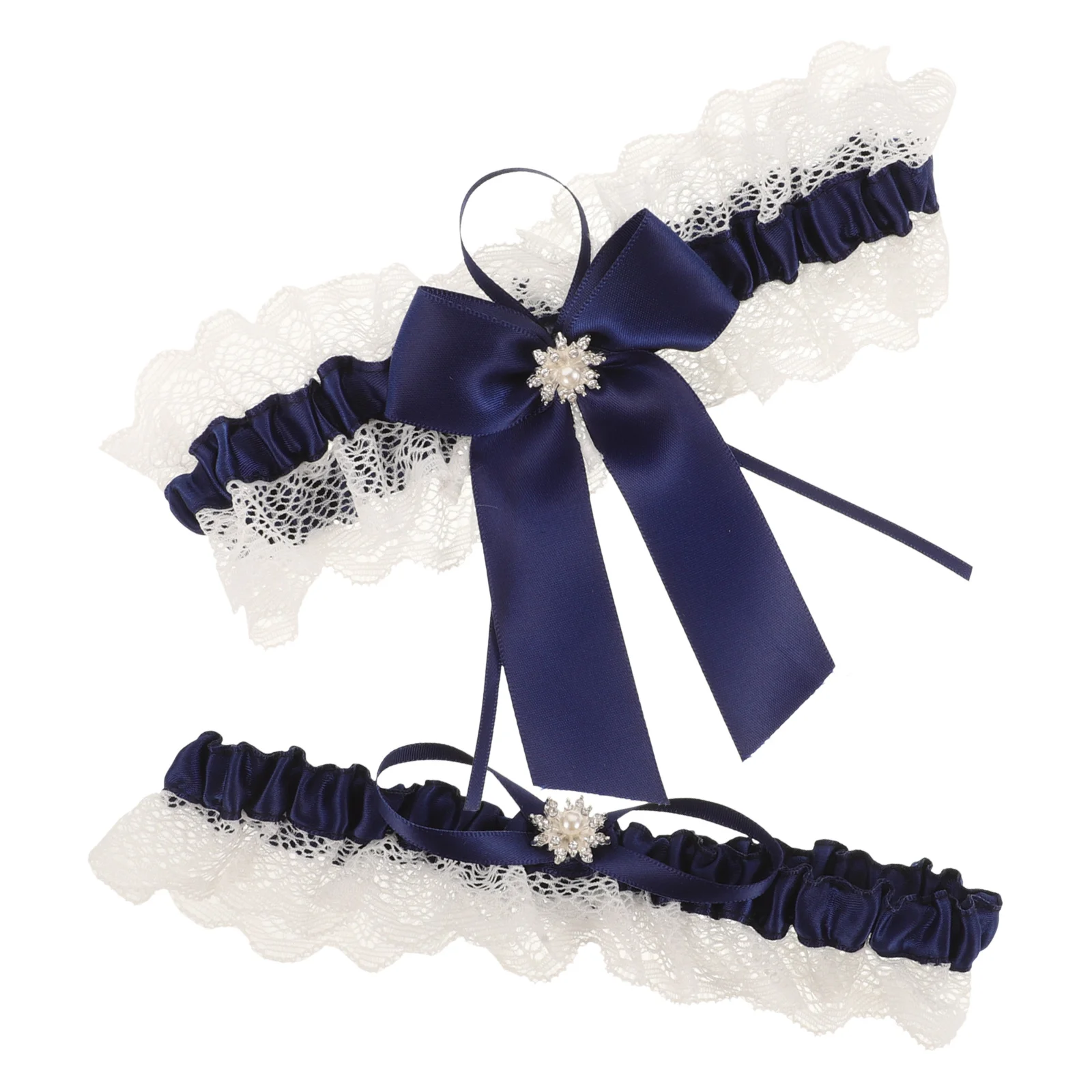 

1 set 1 Set Bridal Lace Garters White Elastic Leg Band For Bride Wedding Day Rhinestone Trim Women Leg Garters Bridal Wedding