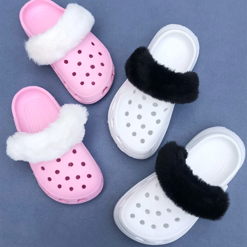 Shoe Lace Covers Woman Slippers Charms Detachable Sandals Women Girl Soft for Plush Decor Office Furry