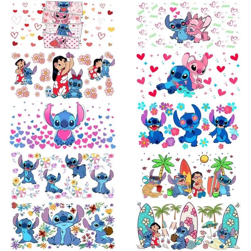 

Blue Stitch Series UV DTF Cup Wrap 16oz Libbey Glass DIY Sticker Cartoon Selfadhesive Washable DIY Gift 3D Stickers