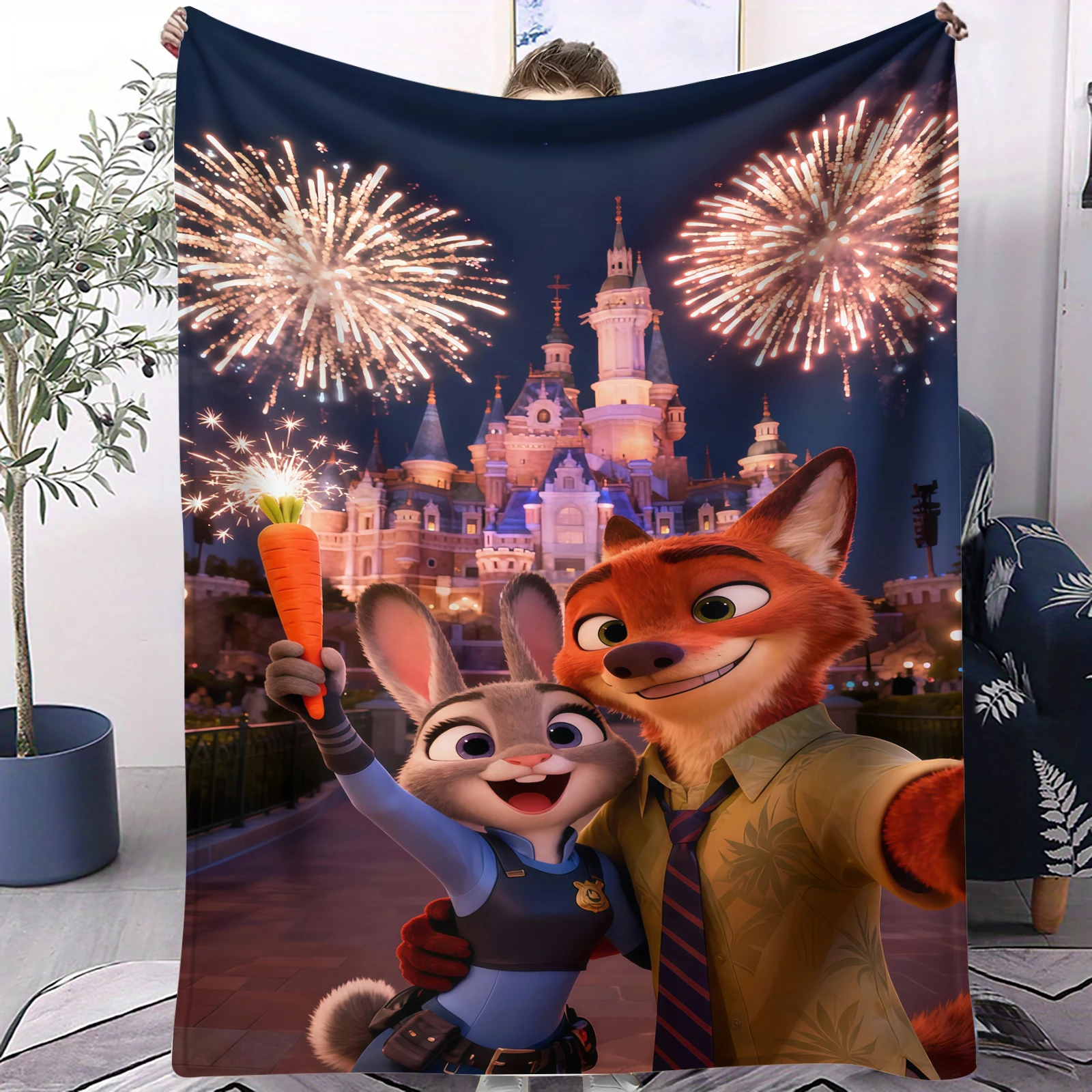 

Cute Zootopia Small Cover Blanket Bed Sheet Soft Comfortable All Season Bed Bedroom Dorm Sofa Office Car Camping Nap Daily Use