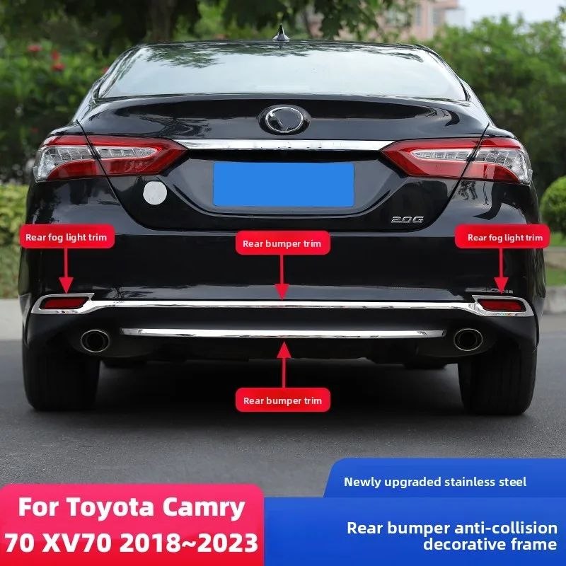 

Для Toyota Camry 70 XV70 2018 ~ 2023 гибридная рамка заднего бампера автомобиля, яркая планка, защита от царапин, износостойкая накладка, защитная полоса, аксессуары