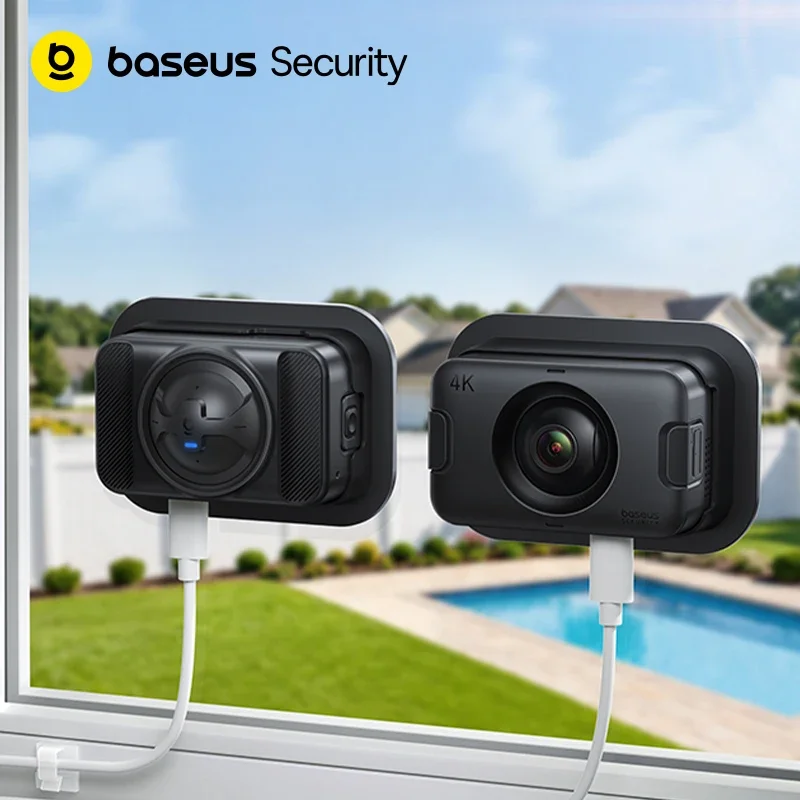 Baseus Security W1 4K Window Camera Wireless Outdoor & Indoor Camera Continuous Power 130° View WiFi Camera Smart Face ID IP67