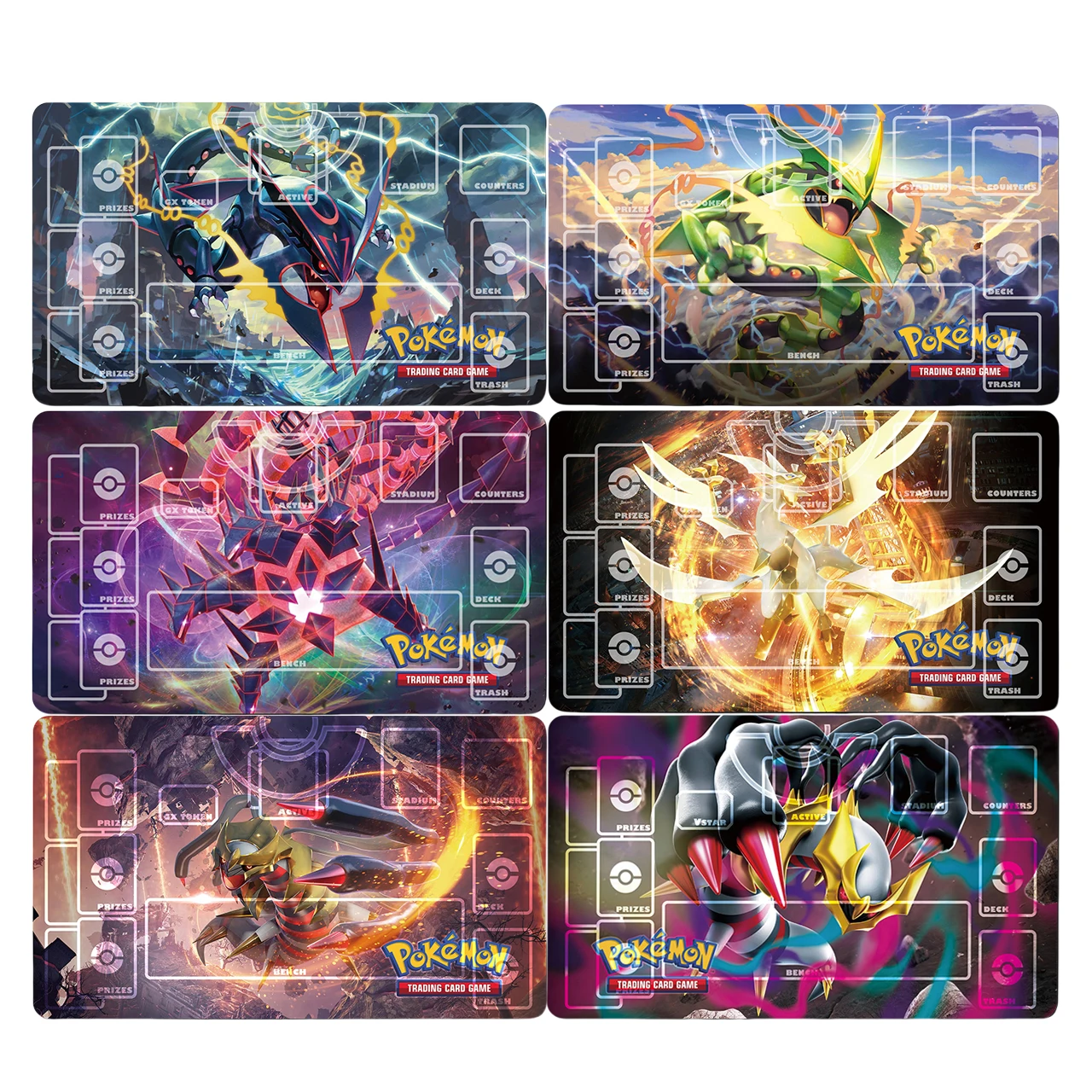 PTCG Drago Rayquaza Necrozma Giratina 600x350mm Griglia di Carta Playmat Anime Cartoon Dialga Singolo Giocatore di Battaglia Gioco Da Tavolo Zerbino Giocattolo
