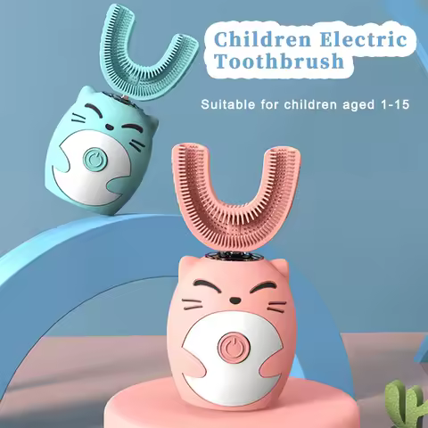 Child Electric Toothbrush 360 Degrees Automatic USB Rechargeable Cleaning Silicone Children Smart Kids U Shape Sonic Toothbrush