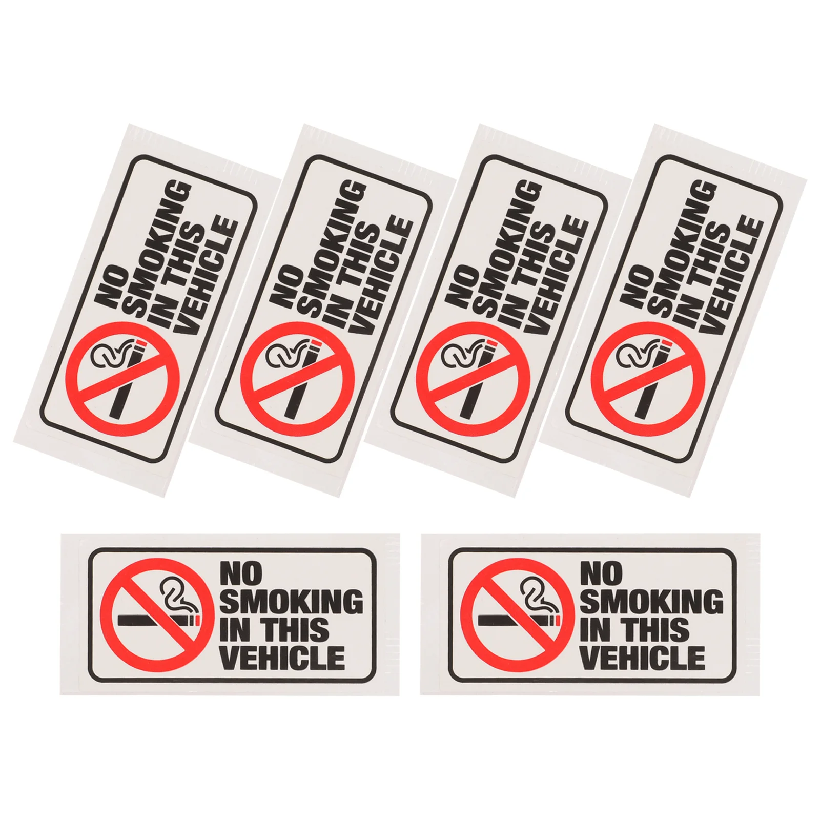 6 Pcs No Smoking Sticker Sign Label for Vehicle This Decal Car Warning Stickers The Copper Plate