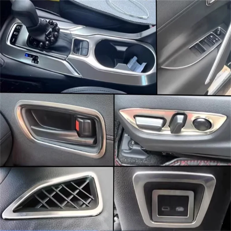 

Декоративные накладки для интерьера Toyota Corolla Cross XG10 2021-2025 (левый руль): центральная консоль, приборная панель, накладка на рычаг КПП, накладка на дверь.