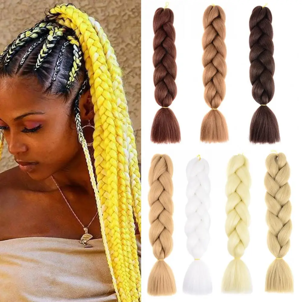 Braiding Hair 24 Inch 1PCS/Pack High-temperature Synthetic Crochet Twist Rainbow Hair Gray Black Trend Way for Women