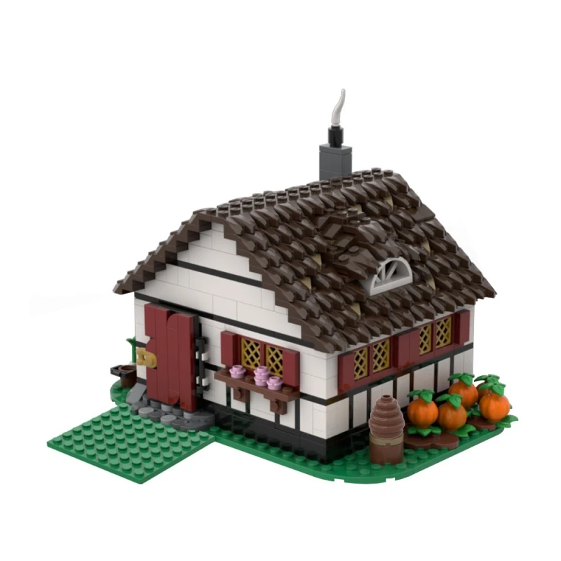 MOC Old Medieval Farmhouse Manor Model Building Blocks Medieval Architecture Series Assembled Brick Toy Gift for Children