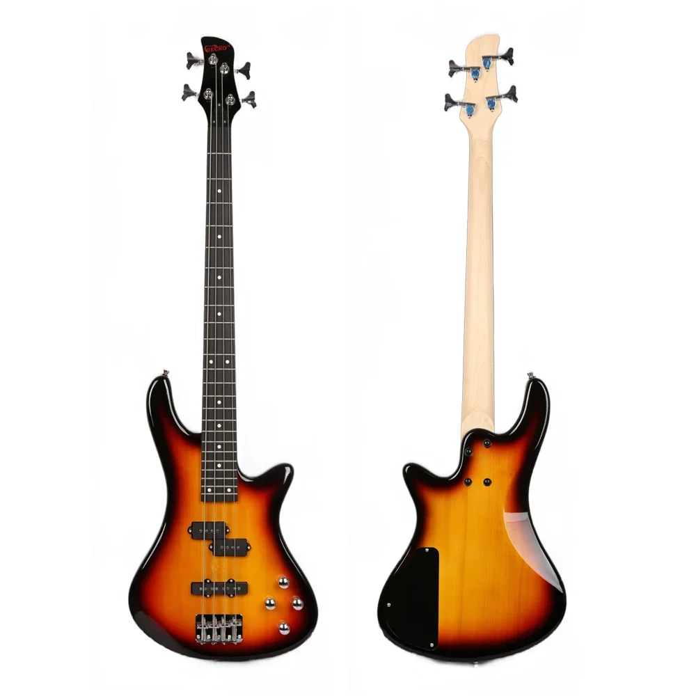 

GECKO 34-дюймовая бас-гитара Basso с кленовым грифом, липовая гитара Basse Sunburst, бас-гитара Bajo, 4 струны, бас-гитара