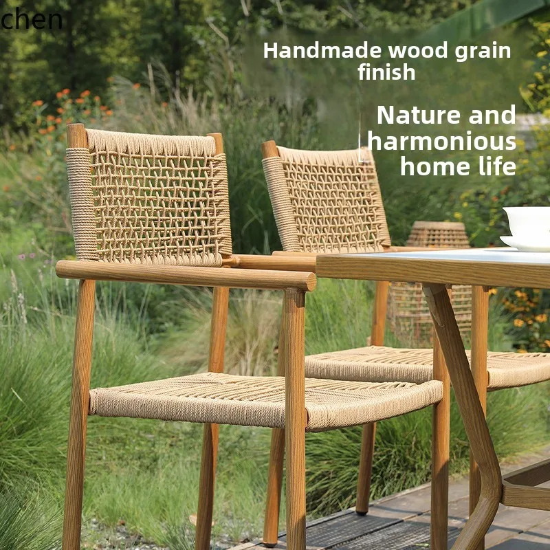 HXL طقم طاولة وكرسي للترفيه في الهواء الطلق من الخيزران مقاوم للماء ومقاوم لأشعة الشمس وطاولة طعام خارجية وكراسي