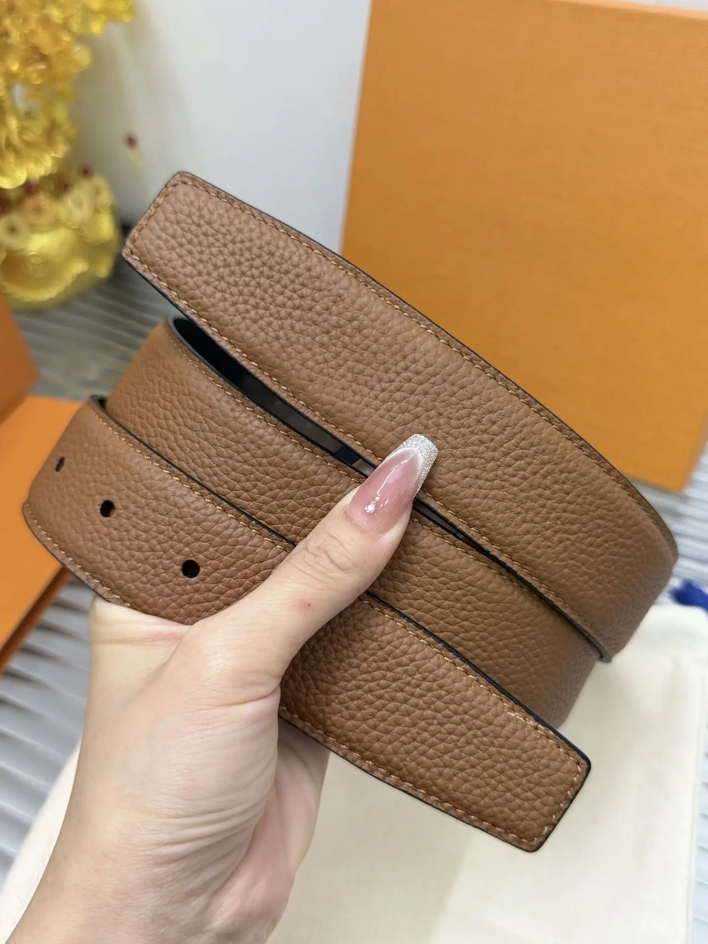 Unisex Double Faced Cowhide Belt Strap No Buckle Genuine Leather Waistband Replacement Accessory for Casual Business Daily