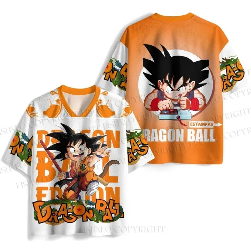 Dragon Ball Football Jersey Unisex V-Neck Short Sleeve Shirt Men Women Anime Print Streetwear Hip Hop Casual Tops Manga Fans Tee view 4