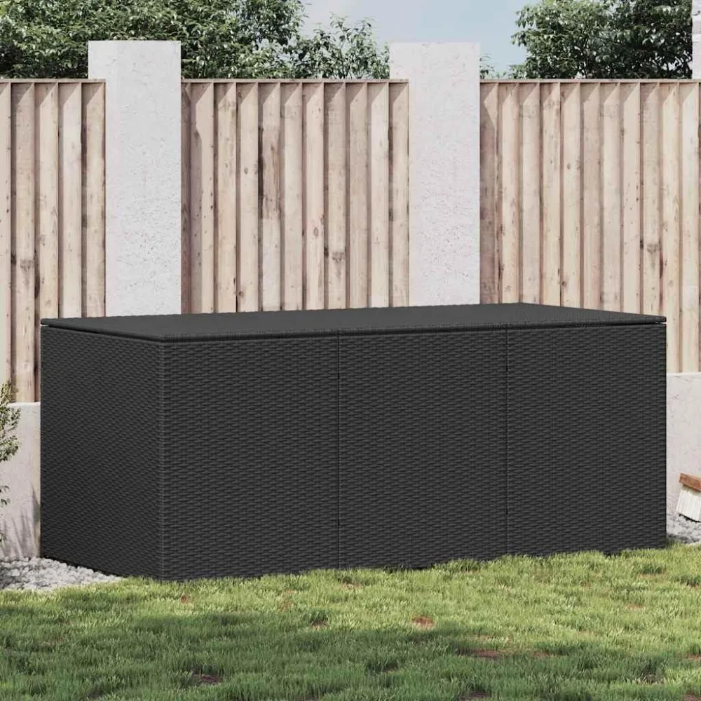 patio storage box - large poly rattan outdoor storage with water-resistant liner - black (70.8